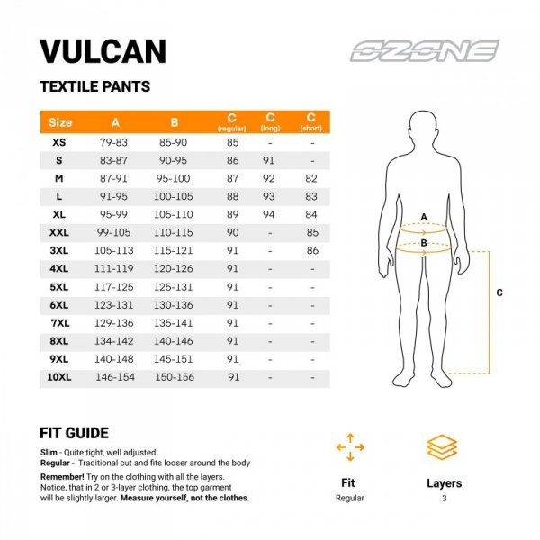 SPODNIE MOTOCYKLOWE TEKSTYLNE OZONE VULCAN BLACK XXL