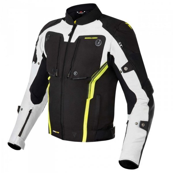 KURTKA MOTOCYKLOWA TEKSTYLNA REBELHORN BORG BLACK GREY FLUO YELLOW XS