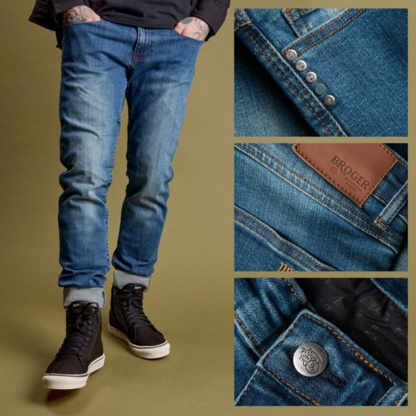 SPODNIE JEANS BROGER CALIFORNIA SLIM FIT WASHED BLUE W38L32