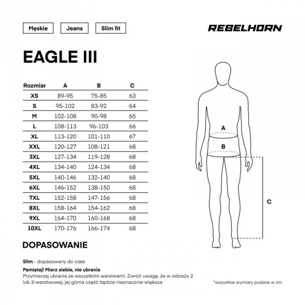 JEANSY MOTOCYKLOWE REBELHORN EAGLE 3 SLIM FIT WASHED BLUE 42/34