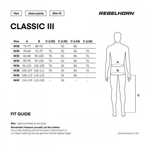 JEANSY MOTOCYKLOWE REBELHORN CLASSIC 3 SLIM FIT WASHED BLACK 28/34