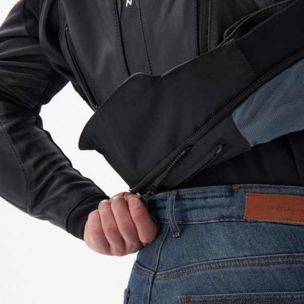 KURTKA MOTOCYKLOWA SKÓRZANA REBELHORN VELOCE BLACK WHITE 50