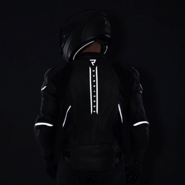 KURTKA MOTOCYKLOWA SKÓRZANA REBELHORN VELOCE BLACK WHITE 50