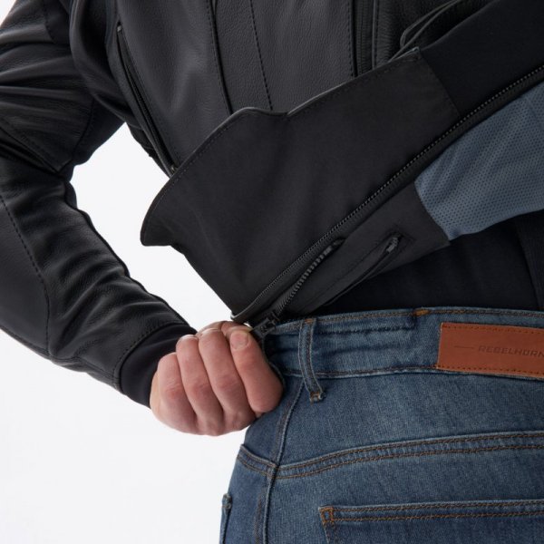 KURTKA MOTOCYKLOWA SKÓRZANA REBELHORN VELOCE BLACK GREY FLUO RED 56