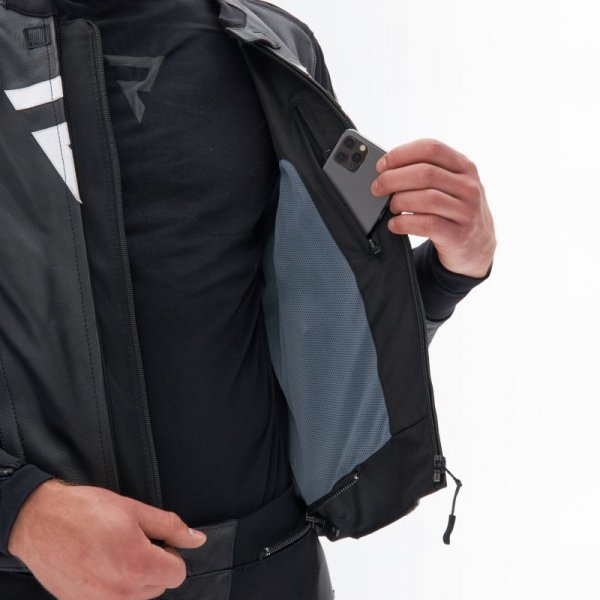 KURTKA MOTOCYKLOWA SKÓRZANA REBELHORN VELOCE BLACK GREY FLUO RED 56