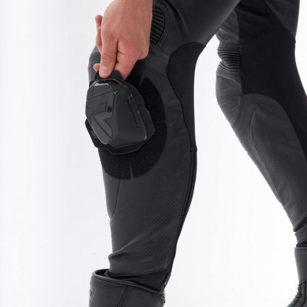 SPODNIE MOTOCYKLOWE SKÓRZANE REBELHORN VELOCE BLACK WHITE 50