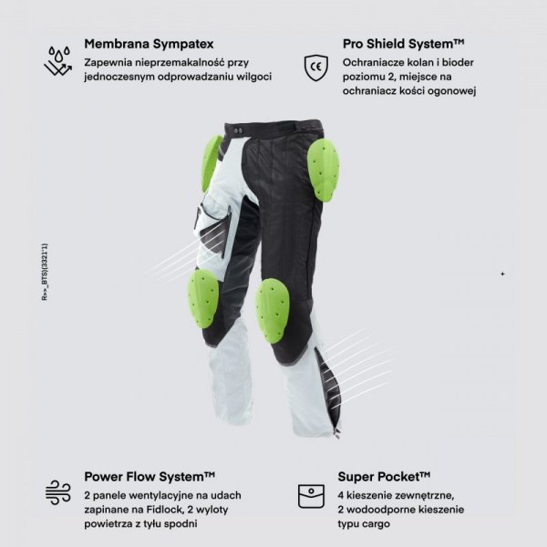 SPODNIE MOTOCYKLOWE TEKSTYLNE REBELHORN RANGE GREY BLACK RED XXL