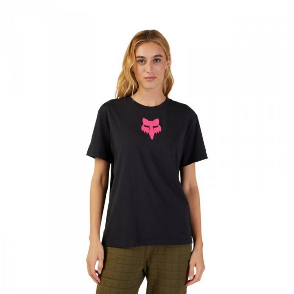 T-SHIRT DAMSKI FOX HEAD BLACK PINK S