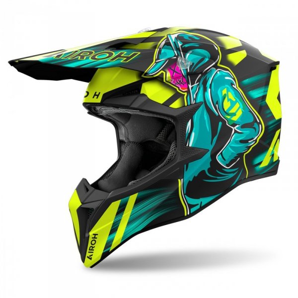 KASK MOTOCYKLOWY AIROH WRAAAP CYBER YELLOW MATT XXS
