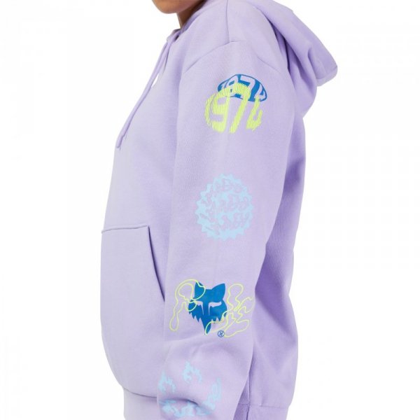 BLUZA Z KAPTUREM DAMSKA FOX HELLO FUTURE FLEECE PO LILAC M