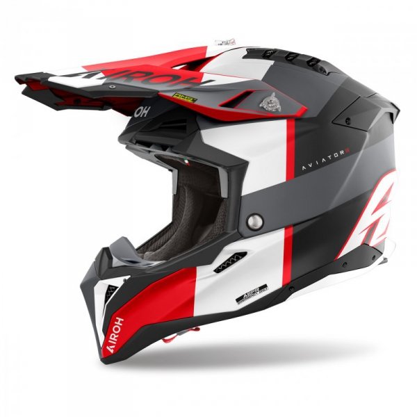 KASK MOTOCYKLOWY AIROH AVIATOR 3 MONARCH GREY RED MATT M