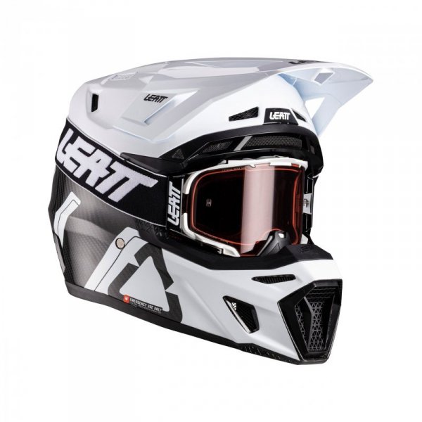 KASK MOTOCYKLOWY Z GOGLAMI LEATT KIT MOTO 9.5 CARBON WHITE M
