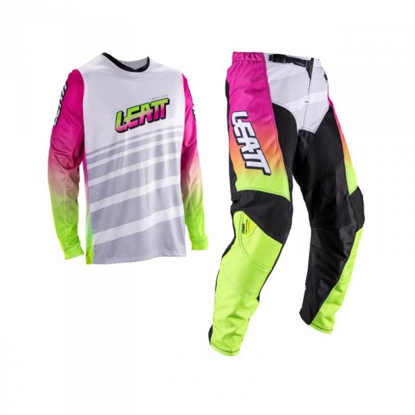 STRÓJ OFFROADOWY BLUZA I SPODNIE JUNIOR LEATT MINI RIDE KIT 3.5 RETRO PINK XS
