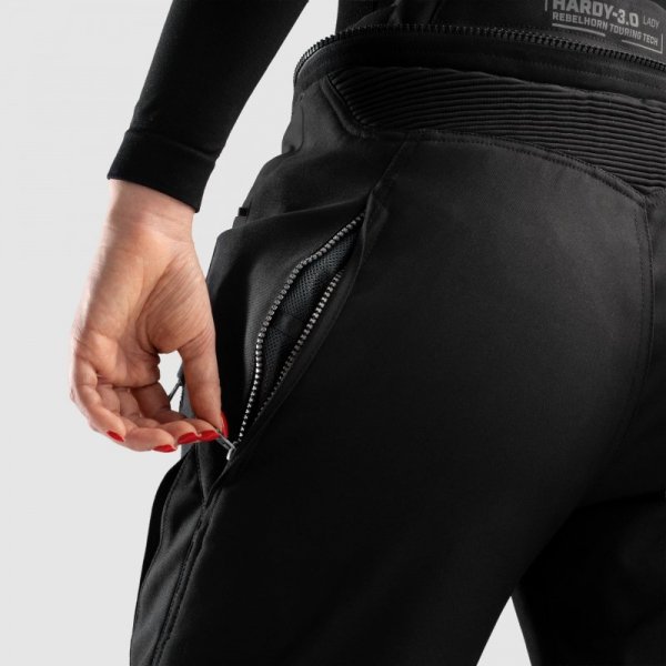 SPODNIE MOTOCYKLOWE TEKSTYLNE DAMSKIE REBELHORN HARDY 3.0 BLACK (DŁUGA NOGAWKA) L-WXXL