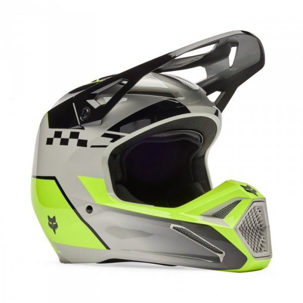 KASK MOTOCYKLOWY JUNIOR FOX V1 COLLECT GREY YELLOW YM