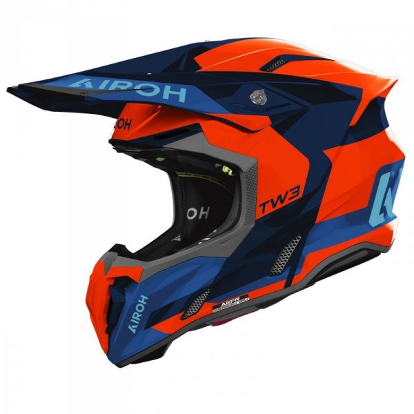 KASK MOTOCYKLOWY AIROH TWIST 3 FANCY BLUE ORANGE GLOSS S