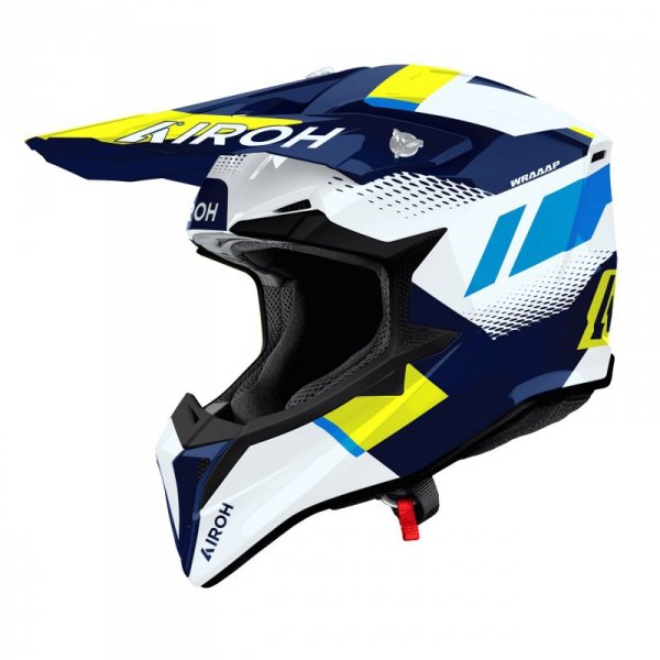 KASK MOTOCYKLOWY AIROH WRAAAP VISION YELLOW BLUE GLOSS L