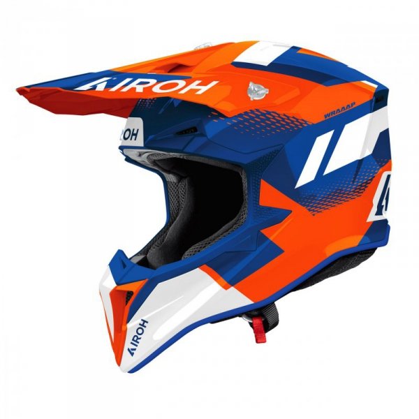 KASK MOTOCYKLOWY AIROH WRAAAP VISION ORANGE BLUE GLOSS M