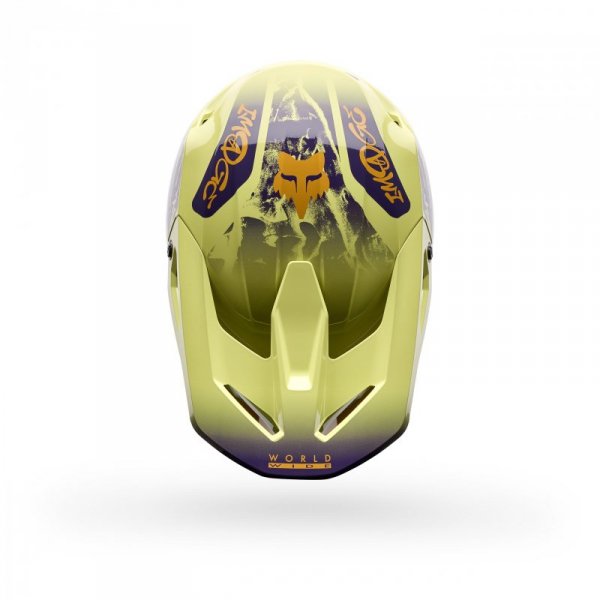 KASK MOTOCYKLOWY FOX V1 IMAGE PRINT PURPLE YELLOW S