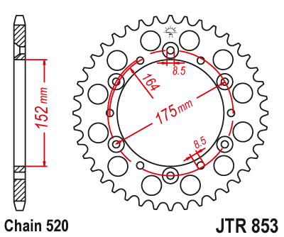 DID JT zestaw napędowy Yamaha TT - 250R (93-95)