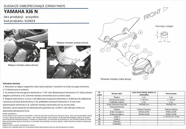  RENNER CRASH PADY  Yamaha XJ6 / Diversion