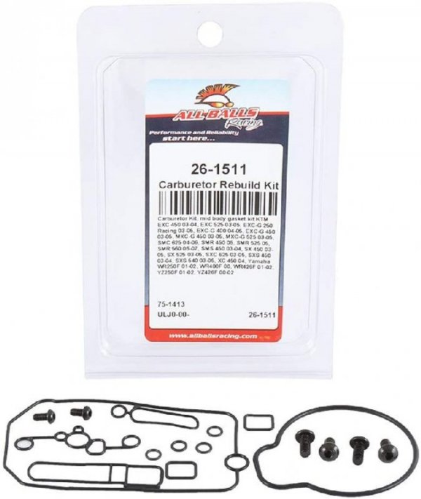 ALL BALLS ZESTAW NAPRAWCZY GAŹNIKA (Z USZCZELKAMI) YAMAHA YZF 250 01-02, YZF 426 00-02, KTM EXC250/400/450/525 03-05, SXF 450/52