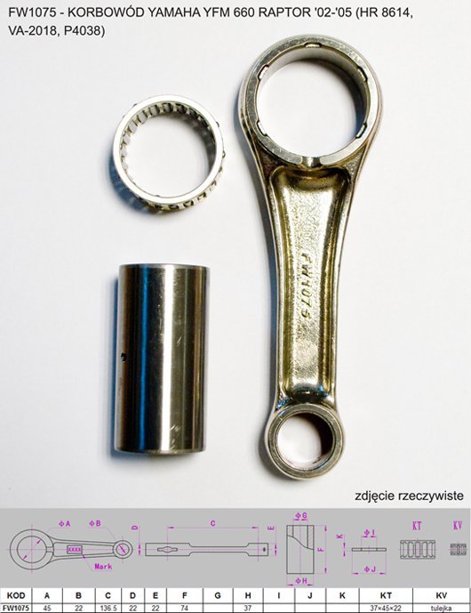 FLYWAY KORBOWÓD YAMAHA YFM 660 (YFM660) RAPTOR 02-05, GRIZZLY YFM 660 (YFM660) 02-08 (HR 8614, VA-2018, P4038)