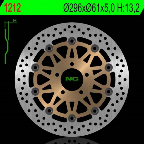 NG TARCZA HAMULCOWA PRZÓD KAWASAKI ZX9R 98-99 (296X61X5MM) (5X10,5MM) (ZŁOTY ŚRODEK)