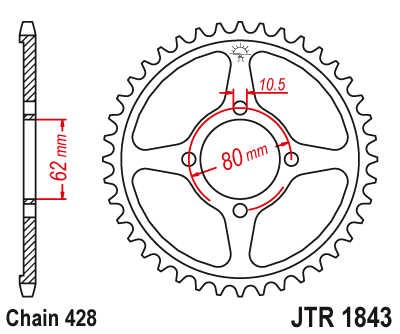 DID JT zestaw napędowy Yamaha TT-R 125 LW (02-04)