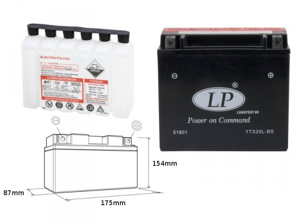 LANDPORT Yamaha YFM 400 FB Big Bear 00-09 akumulator  elektrolit osobno