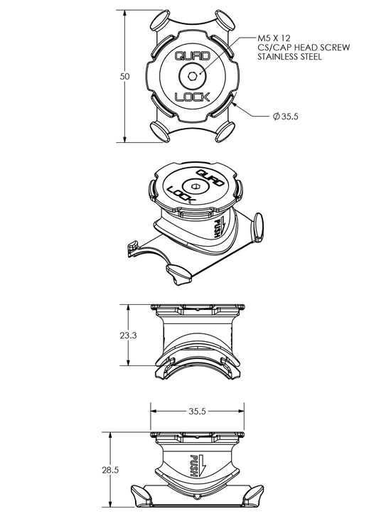 Podstawa na mostek / kierownicę rowerową Quad Lock®