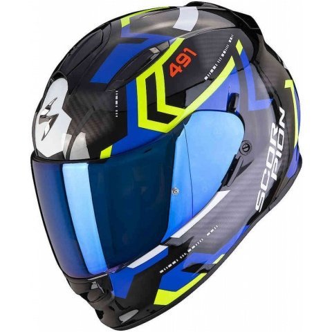 SCORPION KASK EXO-491 SPIN BK-BLUE-NEON YEL