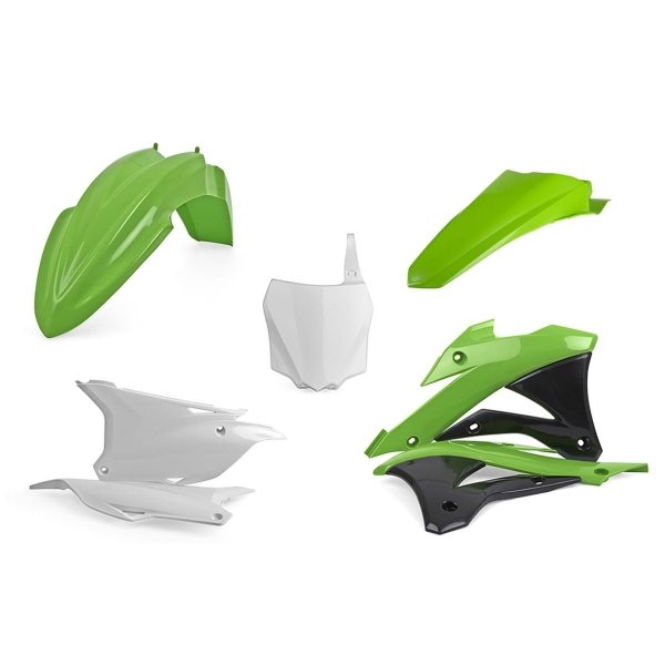 POLISPORT KOMPLET PLASTIKÓW KAWASAKI KX 85/100/112 '14-'22  KOLOR ZIELONO BIAŁY OEM