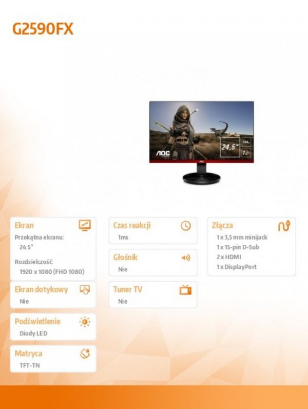 Monitor 24.5 G2590FX LED 144Hz DP HDMI FreeSync