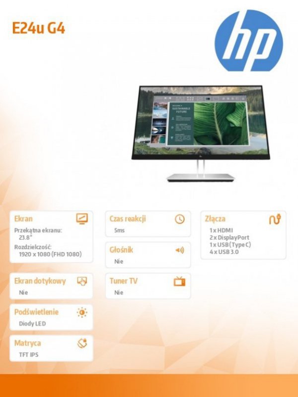 Monitor  E24u G4 FHD USB-C  189T0AA