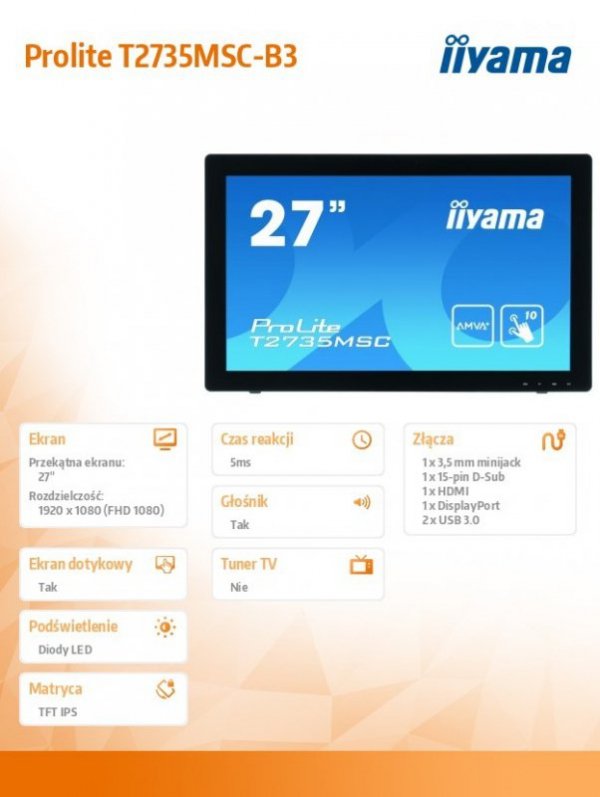 Monitor 27cali T2735MSC-B3 IPS USB,HDMI,Webcam