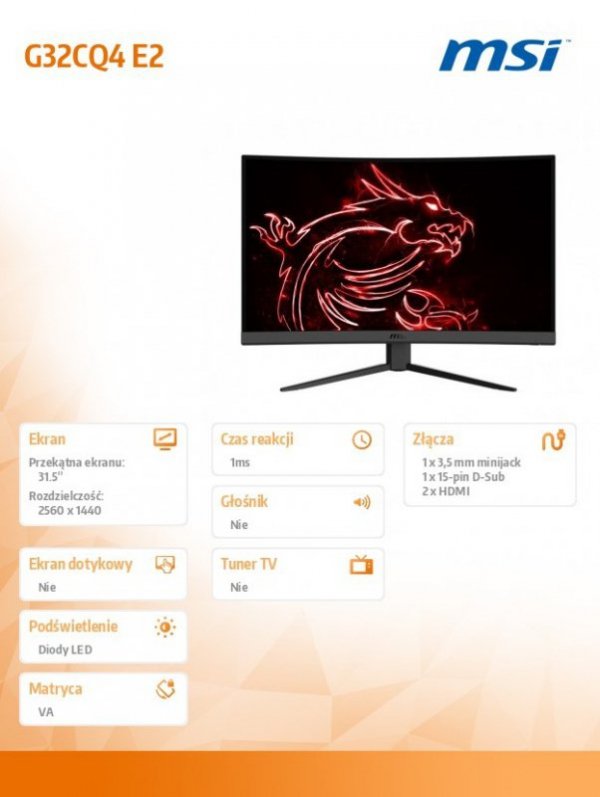 Monitor 31.5 cali G32CQ4 E2 Curved/LED/WQHD/170Hz