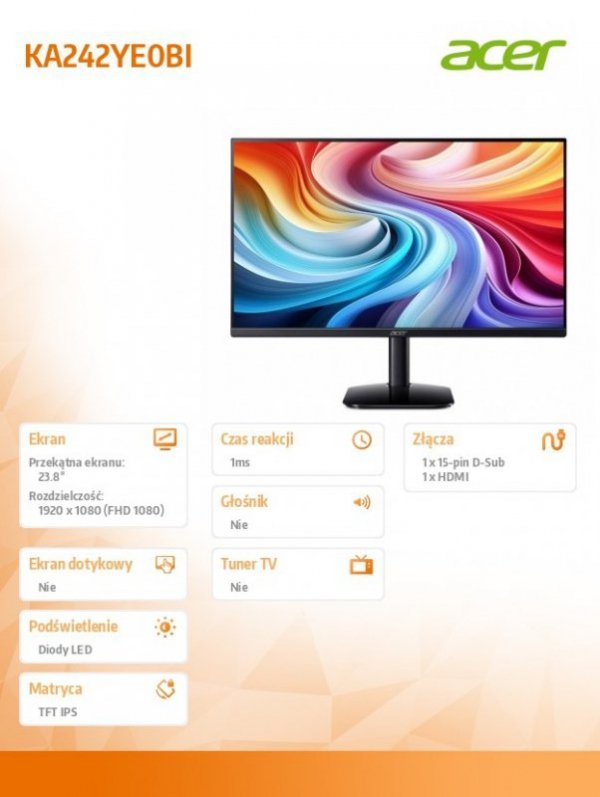 Monitor 24 cale KA242YE0BI IPS 100HZ ZEROFRAM