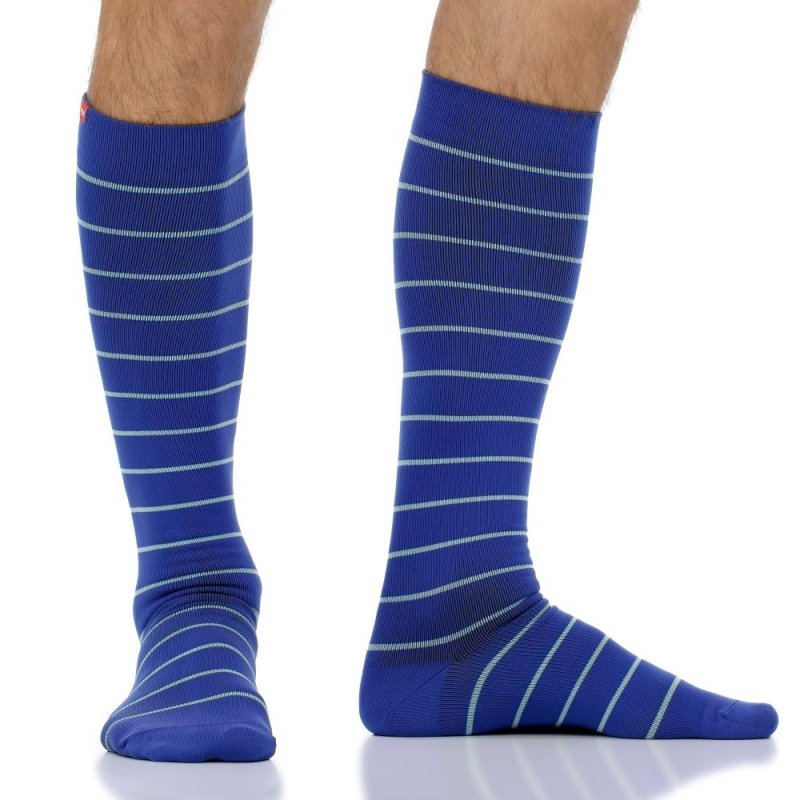 VIM&amp;VIGR - podkolanówki uciskowe II stopnia kompresji - NYLON  - chabrowe w paski