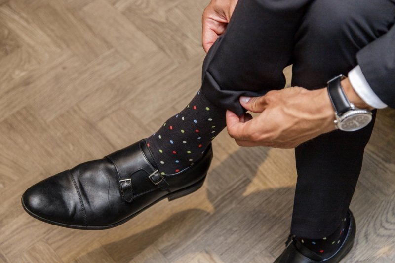 RELAXSAN - Podkolanówki uciskowe ciemnografitowe w kropki Fancy Socks (18 - 22 mmHg)