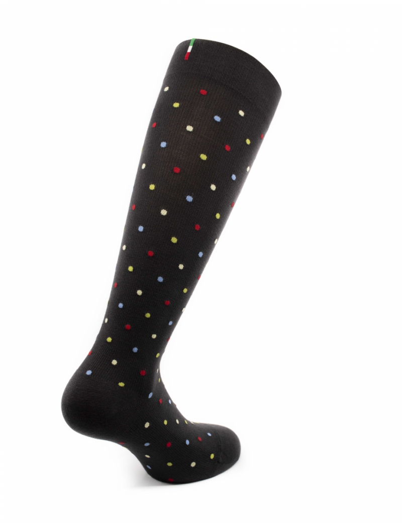 RELAXSAN - Podkolanówki uciskowe ciemnografitowe w kropki Fancy Socks (18 - 22 mmHg)
