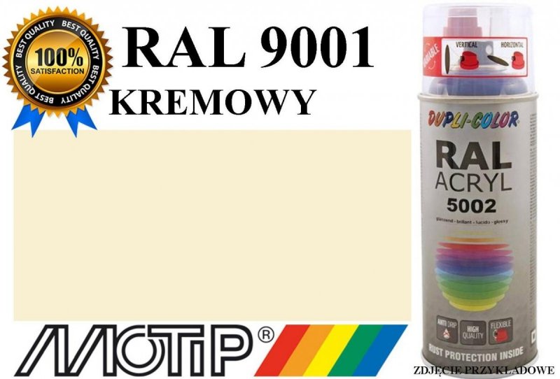MOTIP lakier farba kremowy połysk 400 ml akrylowy acryl szybkoschnący RAL 9001 