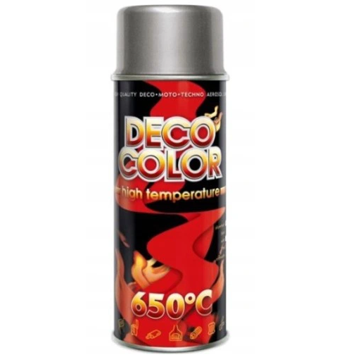 Spray lakier farba srebrny żaroodporny DECO COLOR do tłumików 650 