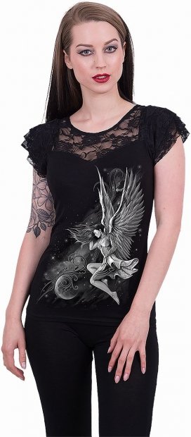 Lucid Dreams - Lace Layered Cap Sleeve Top - Spiral