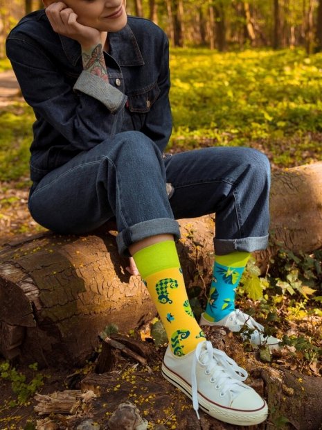 Chameleon and Flies - Socks Good Mood
