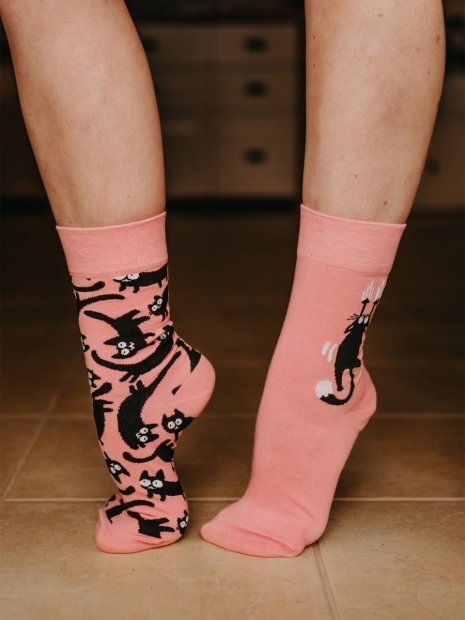 Pink Cats - Socks Good Mood