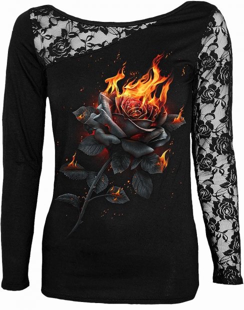 Flaming Rose - Lace One Shoulder Top