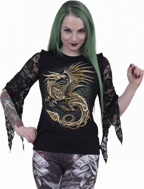 Celtic Dragon - Rose Lace Longsleevee Spiral