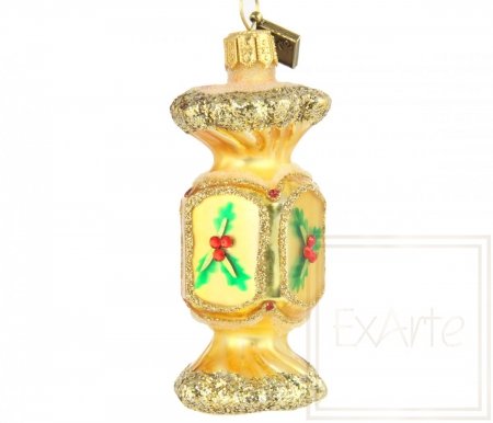 Christmas bauble candy 7,5 cm - Surprise in gold foil