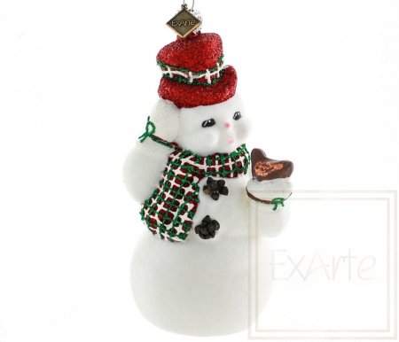 Christmas bauble Snowman with a bird - 13cm